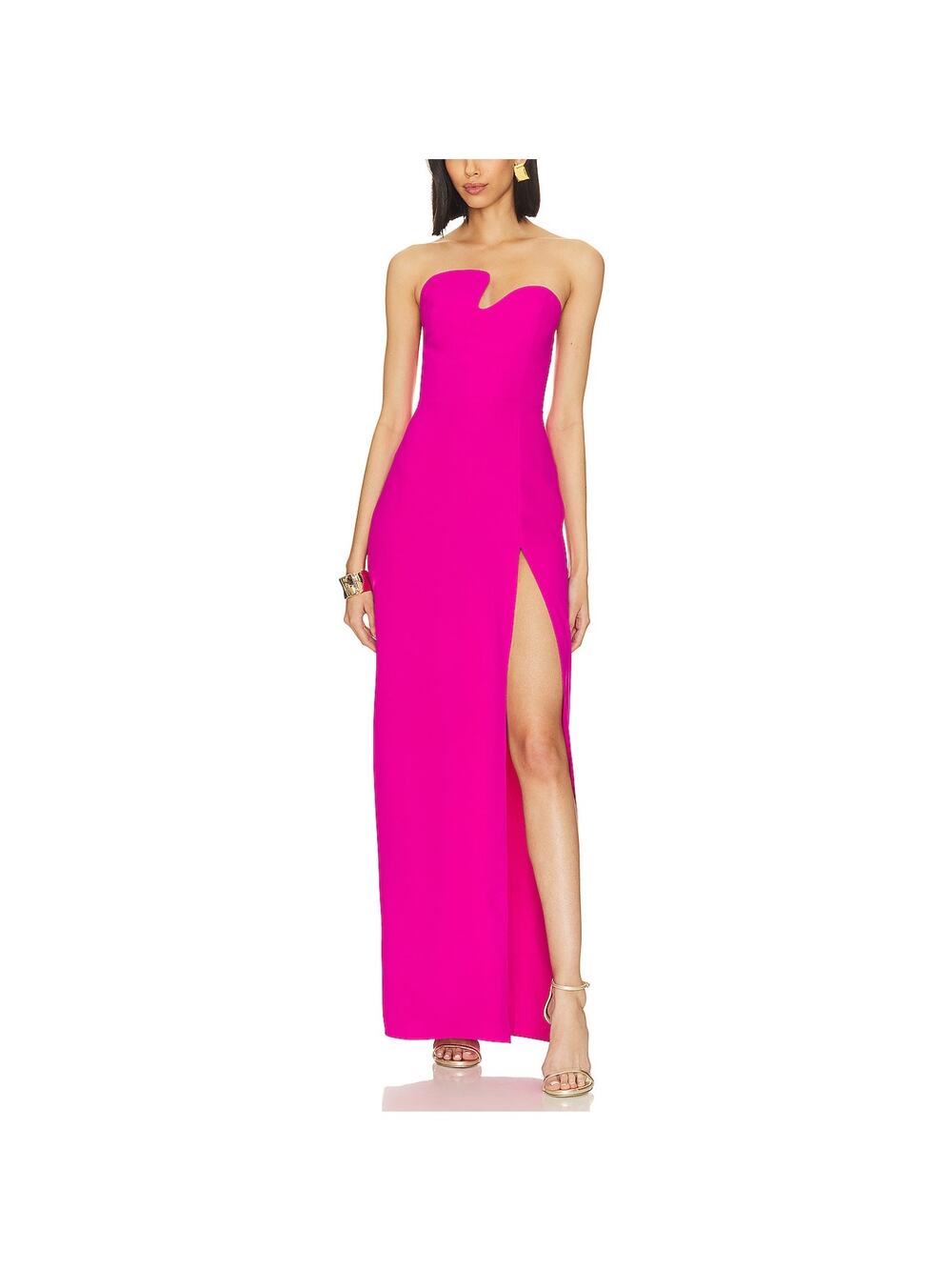 Amanda Uprichard Strapless Dark Hot Pink Puzzle Gown Size S